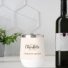 Beige monogram initialen naam eenvoudig