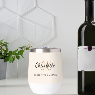 Beige monogram initialen naam eenvoudig