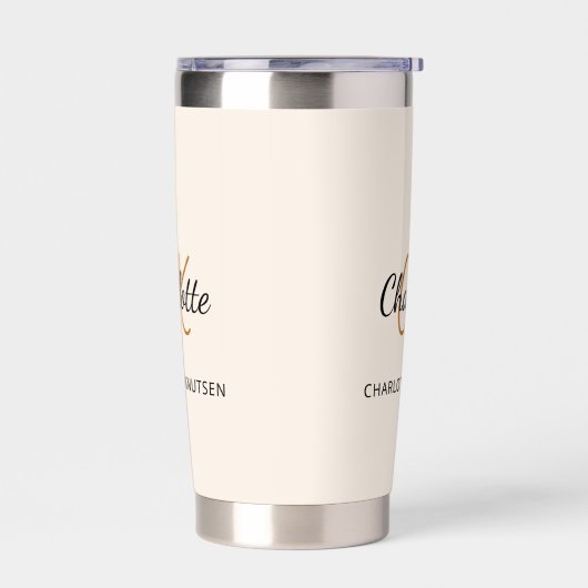 Beige monogram initialen naam eenvoudig geïsoleerde drinkbeker (Links)