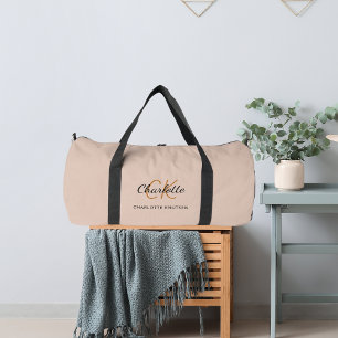 Beige monogram initialen naam modern plunjezak