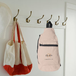 Beige monogram initialen naam modern sling bag