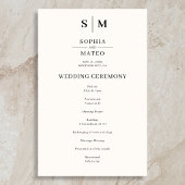 Beige Monogram Klassiek Huwelijksprogramma