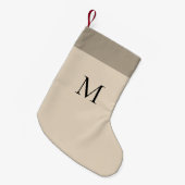 Beige monogram modern minimalistisch kleine kerstsok (Voorkant (Hangend))