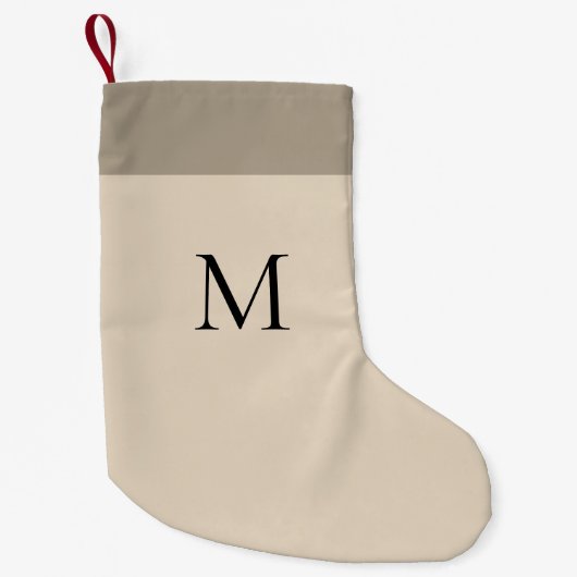 Beige monogram modern minimalistisch kleine kerstsok (Voorkant)