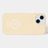 Beige Monogram & Naam Telefoonhoes Case-Mate iPhone Case (Achterkant (horizontaal))