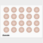 Beige Monogram Terracotta Bruine Stippen Print Ronde Sticker (Vel)