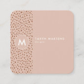 Beige Monogram Terracotta Bruine Stippen Print Vierkante Visitekaartje (Voorkant)