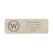 Beige Monogram Wreatadlabel Etiket (Voorkant)