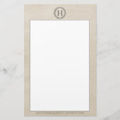 Beige Monogram Wreath Stationery Briefpapier (Voorkant)