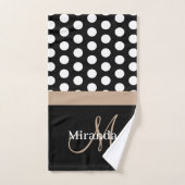 Beige Monogram Zwart Wit Polka Dot Bad Handdoek (Handdoek)