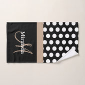 Beige Monogram Zwart Wit Polka Dot Bad Handdoek (Handdoek)