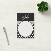 Beige Monogram Zwart Wit Polka Dot Post-it® Notes (Kantoor)