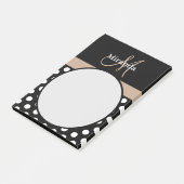 Beige Monogram Zwart Wit Polka Dot Post-it® Notes (Schuin)