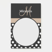 Beige Monogram Zwart Wit Polka Dot Post-it® Notes (Voorkant)