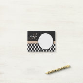 Beige Monogram Zwart Wit Polka Dot Post-it® Notes (Op bureau)