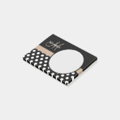 Beige Monogram Zwart Wit Polka Dot Post-it® Notes (Schuin)
