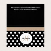 Beige Monogram Zwart Wit Polka Dot Visitekaartje (Binnenkant ongevouwen)