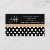 Beige Monogram Zwart Wit Polka Dot Visitekaartje (Achterkant)
