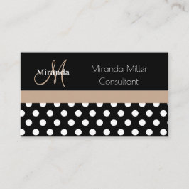 Beige Monogram Zwart Wit Polka Dot Visitekaartje