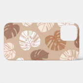 Beige Monstera bladeren: Trendy handgetekend patro Case-Mate iPhone Case (Achterkant (horizontaal))