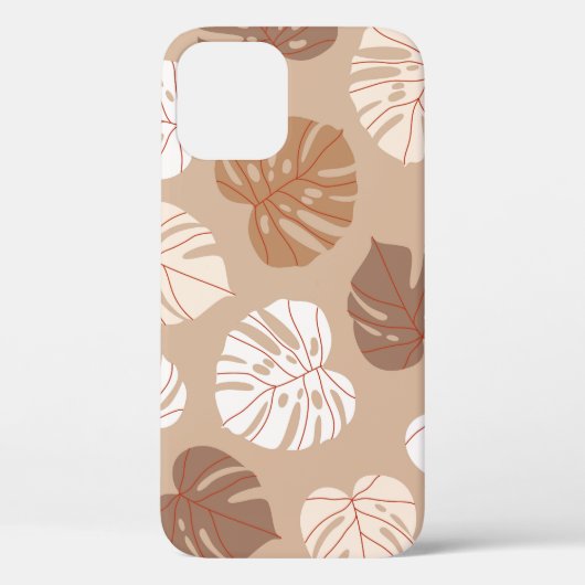 Beige Monstera bladeren: Trendy handgetekend patro Case-Mate iPhone Case (Achterkant)