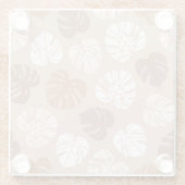 Beige Monstera bladeren: Trendy handgetekend patro Glazen Onderzetter (Achterkant)