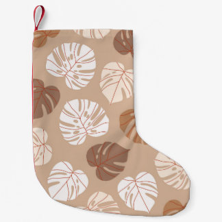 Beige Monstera bladeren: Trendy handgetekend patro Kleine Kerstsok