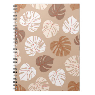 Beige Monstera bladeren: Trendy handgetekend patro Notitieboek