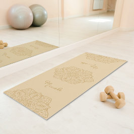 Beige Mooie Mandala Met Aangepaste Naam Yogamat
