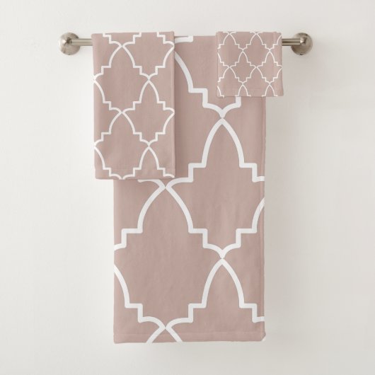 Beige Moroccan Lattice Pattern Bad Handdoek (Insitu)