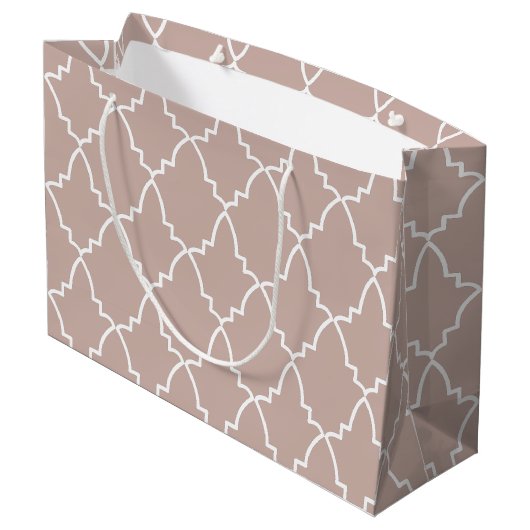 Beige Moroccan Lattice Pattern Groot Cadeauzakje (Achterkant Gekanteld)