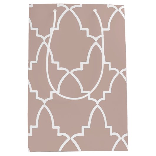 Beige Moroccan Lattice Pattern Medium Cadeauzakje (Voorkant)