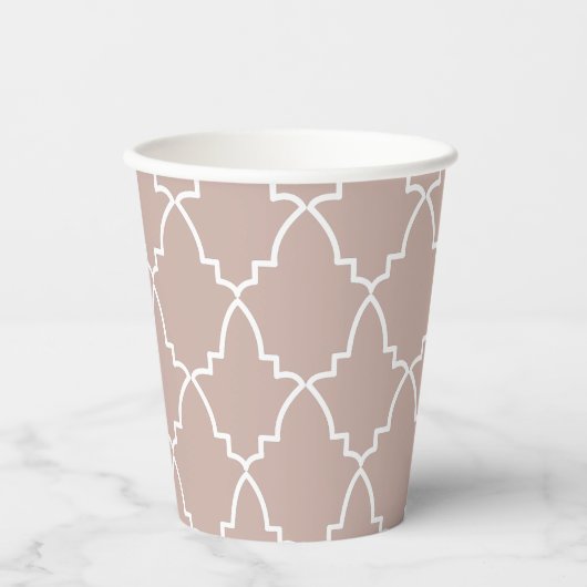 Beige Moroccan Lattice Pattern Papieren Bekers (Voorkant)