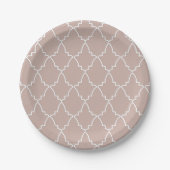 Beige Moroccan Lattice Pattern Papieren Bordje (Voorkant)
