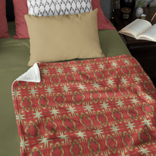 Beige Mosterd Groen Bruin Rood Oranje Stamkunst Fleece Deken