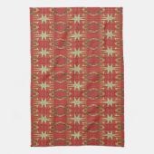 Beige Mosterd Groen Bruin Rood Sinaasappel Tribal  Theedoek (Verticaal)