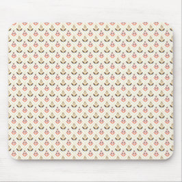 Beige mousepad with a repeating floral pattern muismat