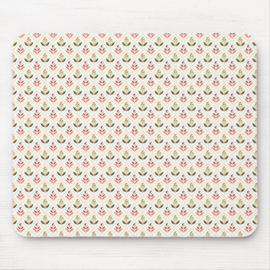 Beige mousepad with a repeating floral pattern muismat (Voorkant)