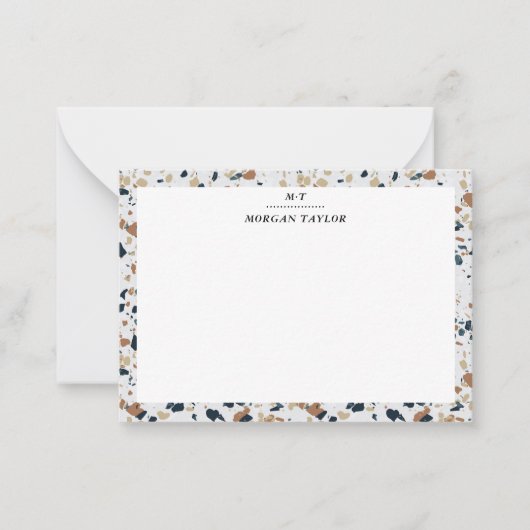 Beige Mozaïek Gepersonaliseerde Notitiekaarten Notitiekaartje (Voorkant)