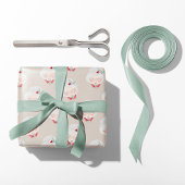 Beige Mrs. Claus Faces Christmas Wrapping Paper Cadeaupapier