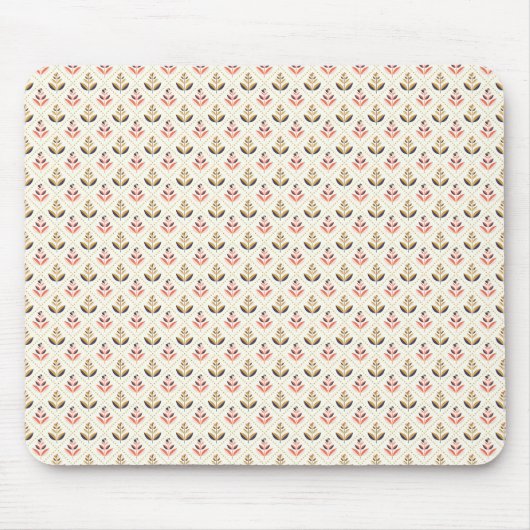 Beige muismat met een herhalend bloempatroon (Voorkant)