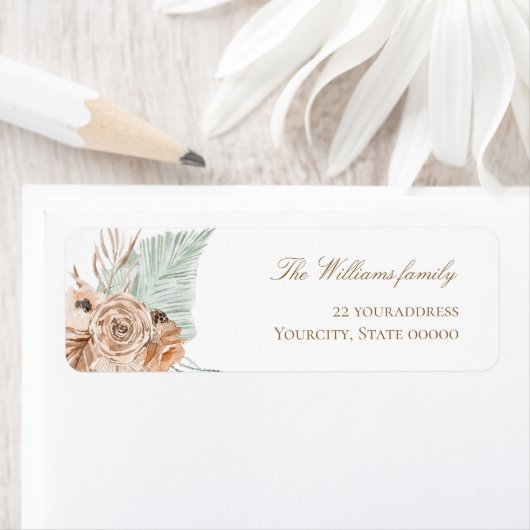 beige munt boho bloemen pampas gras etiket (Insitu)