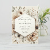 Beige Muted Anemone Wedding Kaart (Staand voorkant)