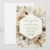 Beige Muted Anemone Wedding Kaart (Voorkant / Achterkant)