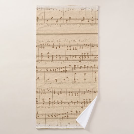 -beige muzieknoten badhanddoek (Badhanddoek)
