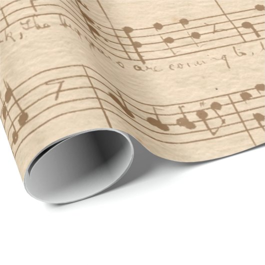 -beige muzieknoten cadeaupapier (Rol Hoek)