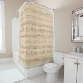 -beige muzieknoten douchegordijn (In situ)