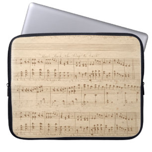 -beige muzieknoten laptop sleeve
