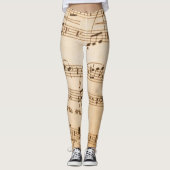Beige Muzieknoten Leggings (Voorkant)