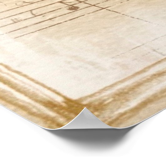 -beige muzieknoten poster (Hoek)